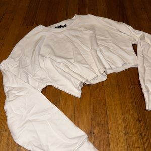 Naked Wardrobe White Crop Sweater